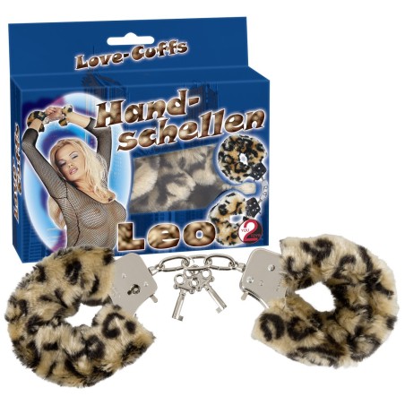 MANETTE IN METALLO RIVESTITE IN PELUCHE LOVE-CUFFS LEOPARDATE