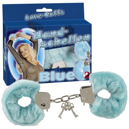 MANETTE IN METALLO RIVESTITE IN PELUCHE LOVE-CUFFS AZZURRO