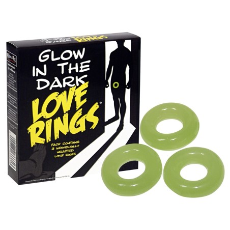 SET 3 ANELLI FALLICI FLUORESCENTI GLOW IN THE DARK