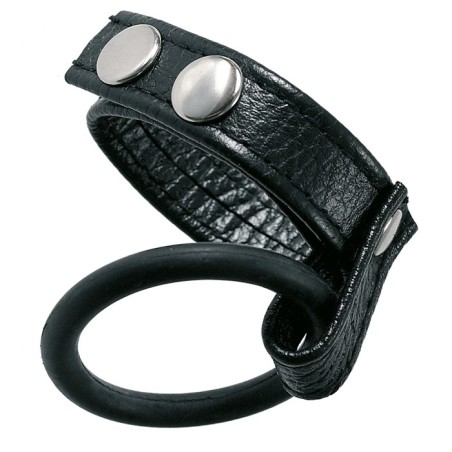 ANELLO FALLICO E COLLARE IN PELLE E SILICONE PER PENE E TESTICOLI
