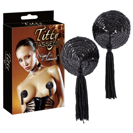 COPRICAPEZZOLI NERO CON DECORI TITTY TASSELS