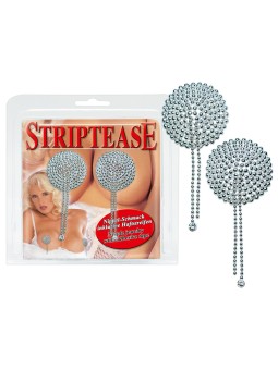 COPRICAPEZZOLI CON PERLE E CATENINA \"STRIPTEASE\" ARGENTO
