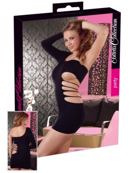 MINI ABITO NERO CON FIANCO E SENO SINISTRO SEMICOPERTO - TAGLIA UNICA
